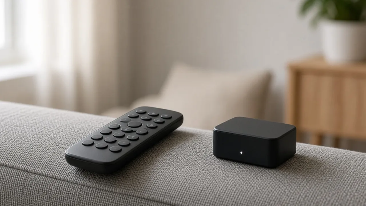Fernbedienung neben dem Receiver