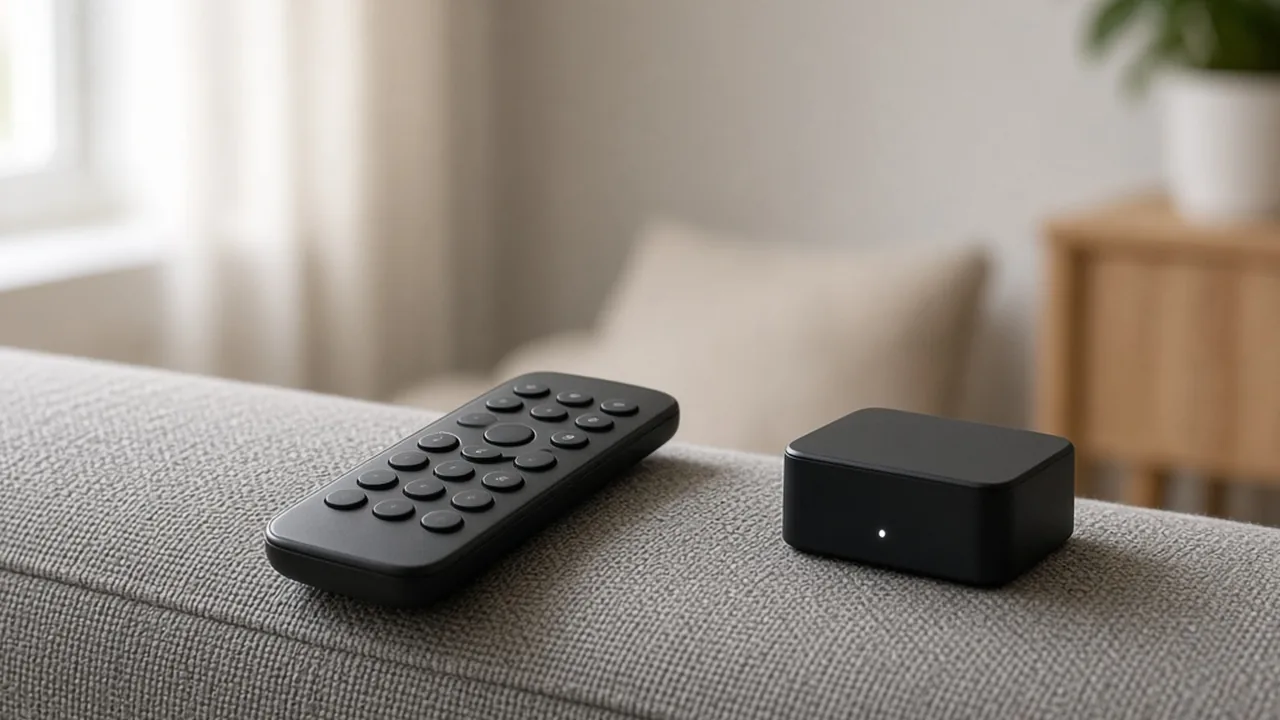 Fernbedienung neben dem Receiver